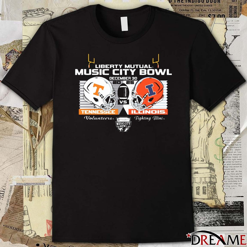 Illinois Vs Tennessee Football 2025 Liberty Mutual Music City Bowl Head-to-Head Dec 30 Helmet t-shirt