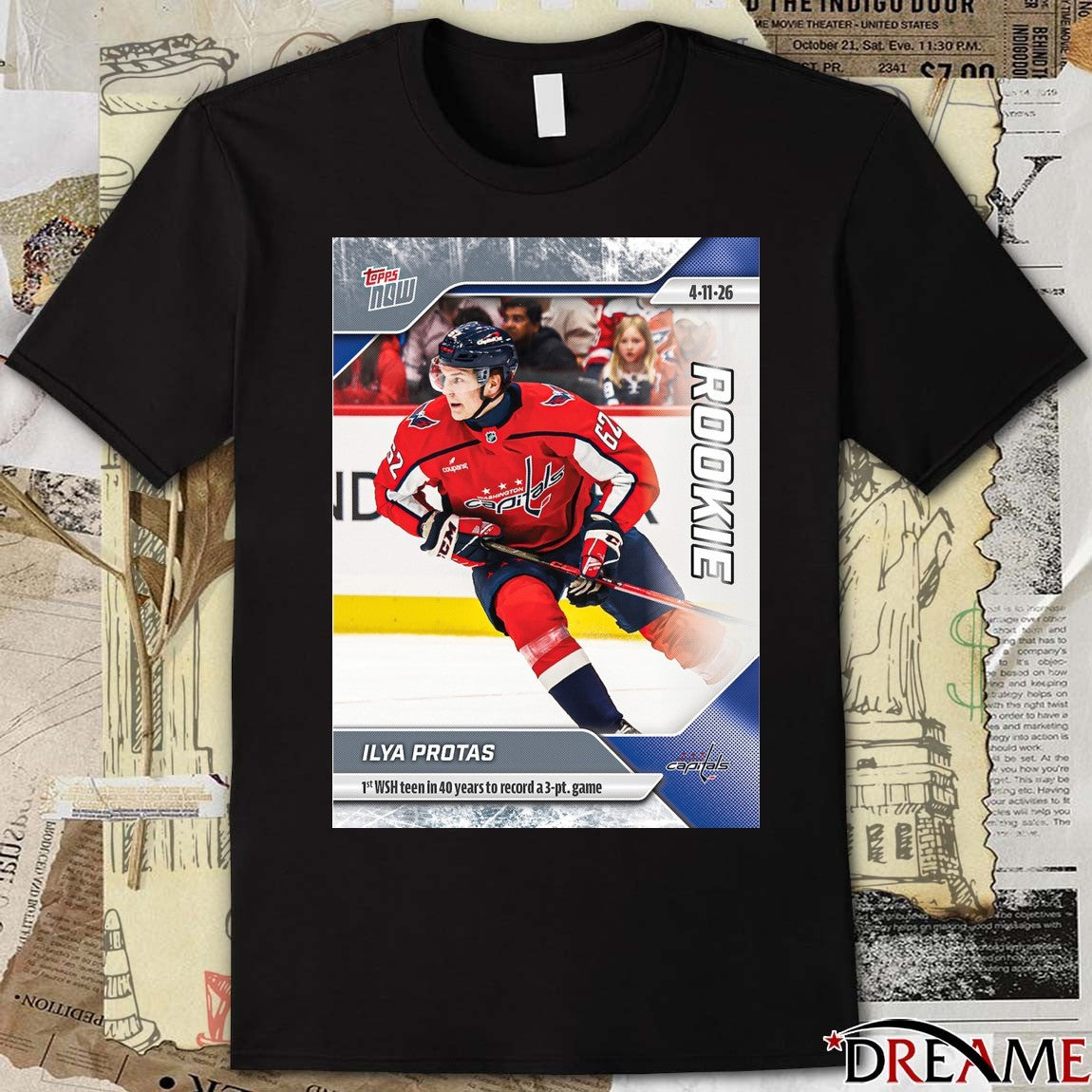 Ilya Protas 1st WSH Teen In 40Years To Record A 3-Pt Game 2025-26 NHL Topps NOW t-shirt