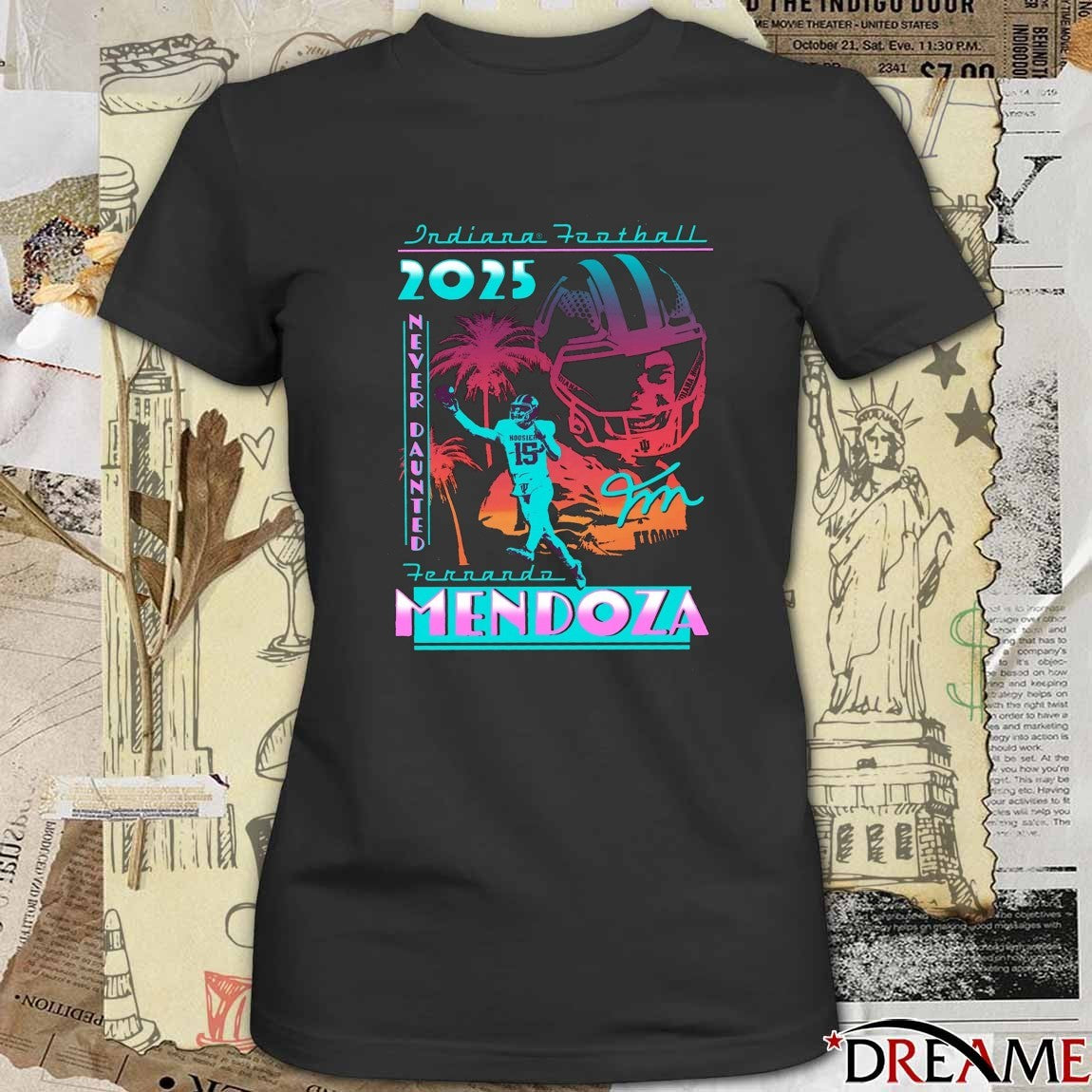 Indiana Football Fernando Mendoza Never Daunted 2025 Signature t-shirt