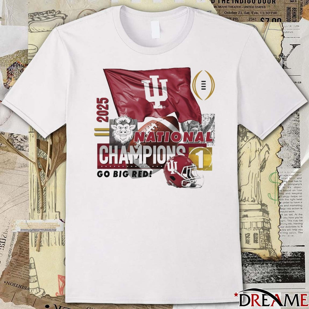Indiana University Hoosiers Football 2025 National Champions Go Big Red Mascot t-shirt