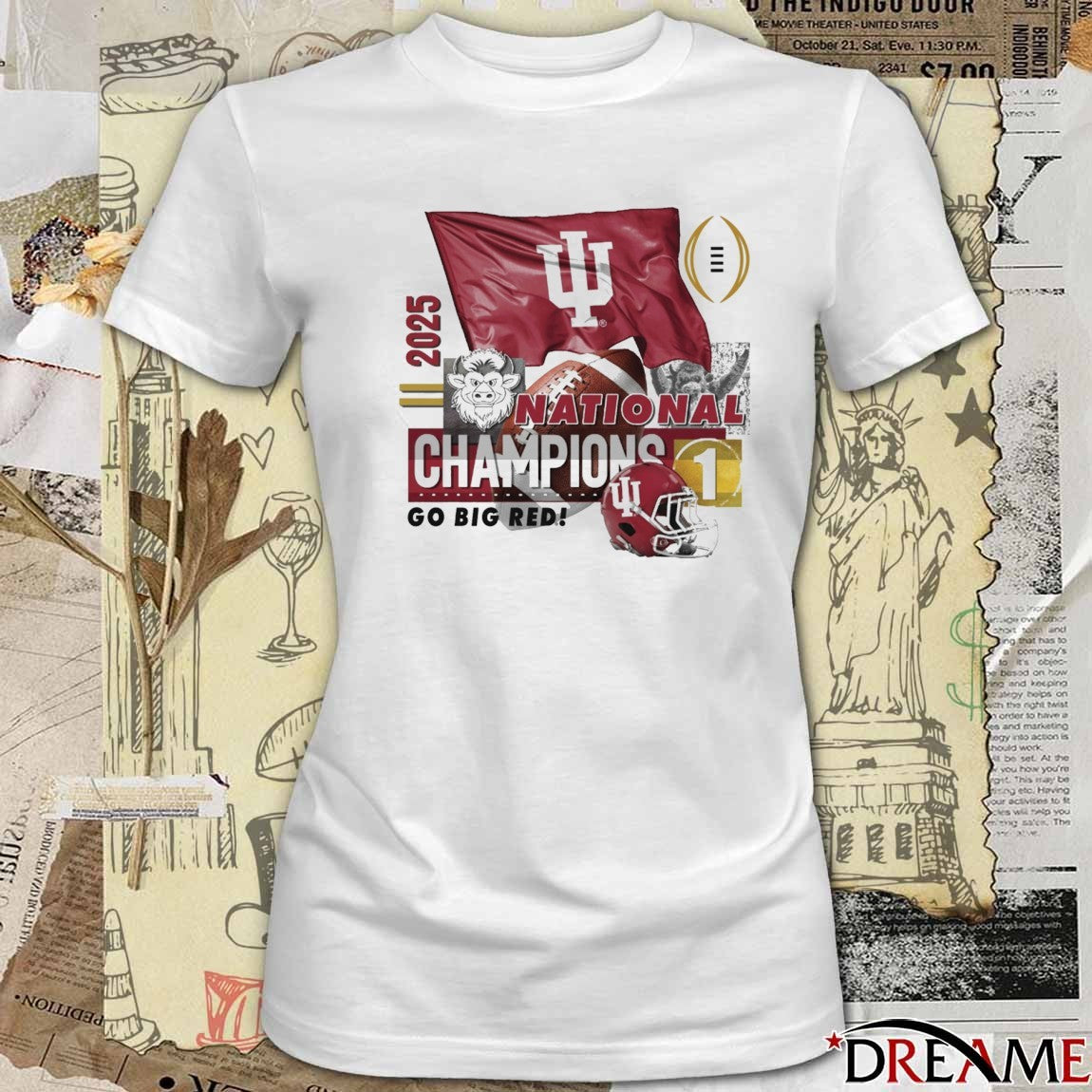 Indiana University Hoosiers Football 2025 National Champions Go Big Red Mascot t-shirt