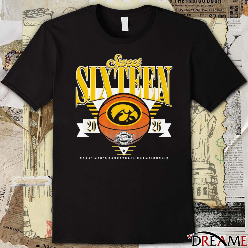 Iowa Hawkeyes 2026 NCAA March Madness Sweet Sixteen No 9 Seed Champions t-shirt