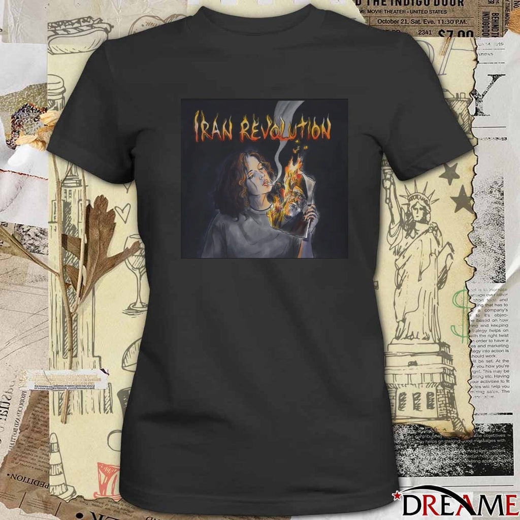 Iran Revolution Iranian Lady Burning Khamenei Photo t-shirt