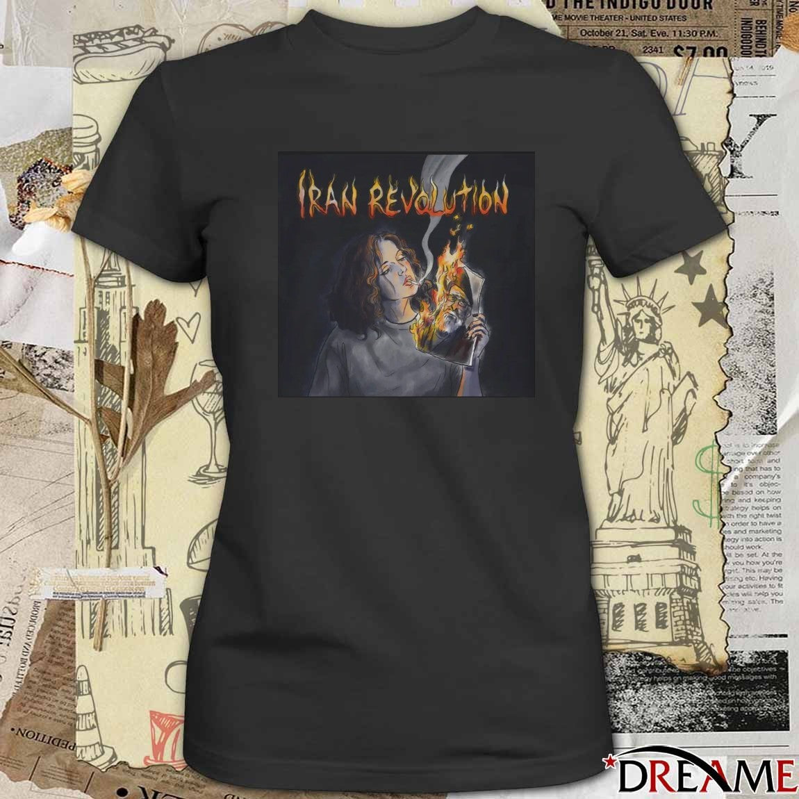 Iran Revolution Iranian Lady Burning Khamenei Photo t-shirt