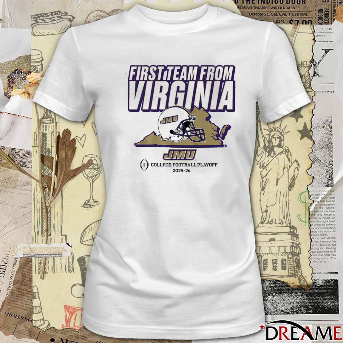 JMU James Madison Dukes Football 2025-26 CFP’s First Team From Virginia t-shirt