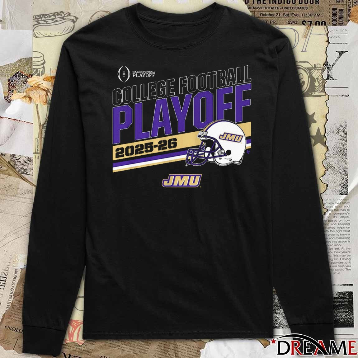 JMU James Madison Dukes Football 2025-26 College Football Playoff Stripe Helmet t-shirt
