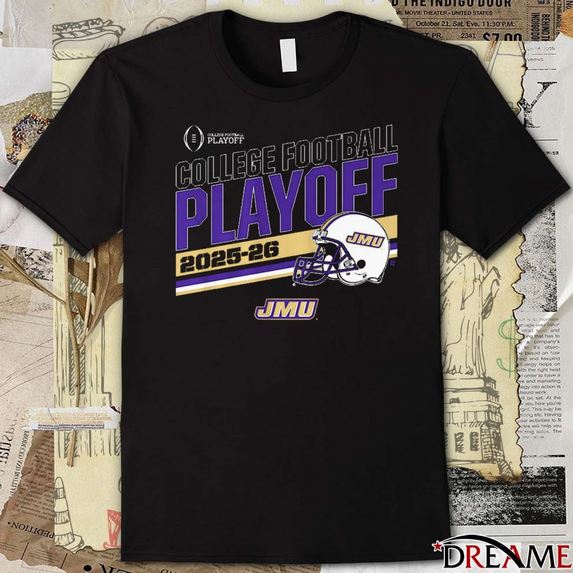 JMU James Madison Dukes Football 2025-26 College Football Playoff Stripe Helmet t-shirt