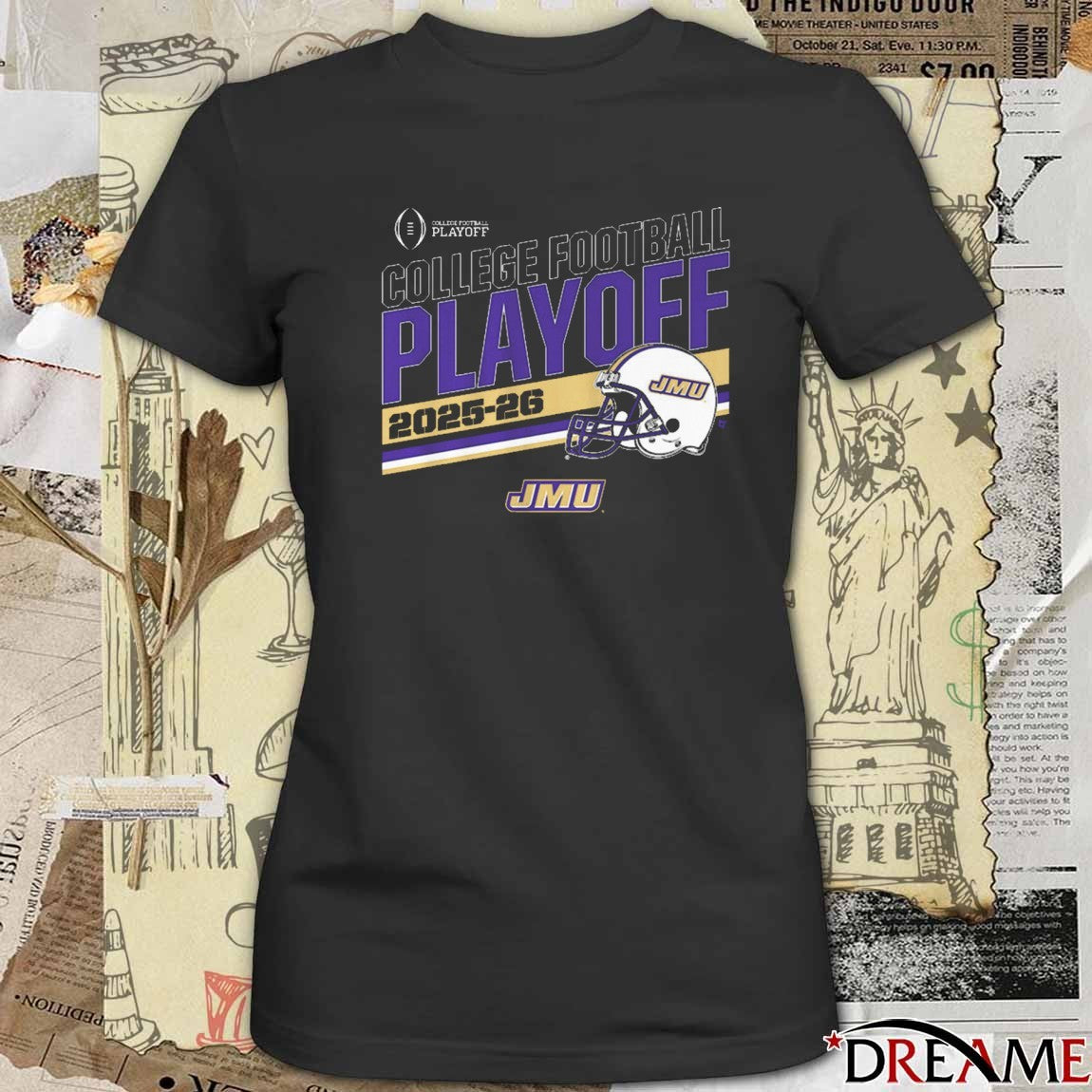 JMU James Madison Dukes Football 2025-26 College Football Playoff Stripe Helmet t-shirt