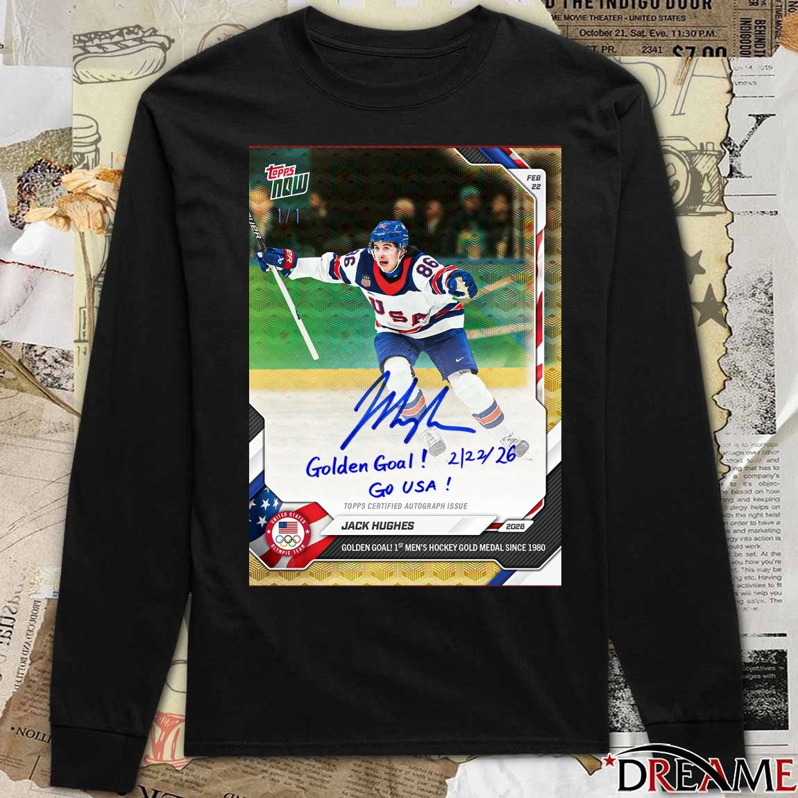 Jack Hughes 2026 Winter Olympic Gold Medal Game Topps NOW Poster t-shirt