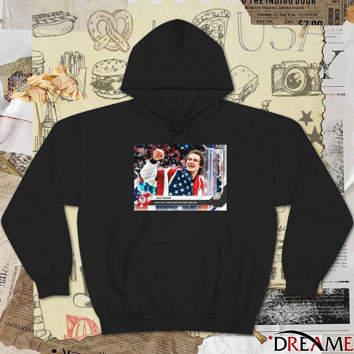 Jack Hughes Golden Goal 1st Men’s Hockey Gold Medal Since 1980 Topps t-shirt