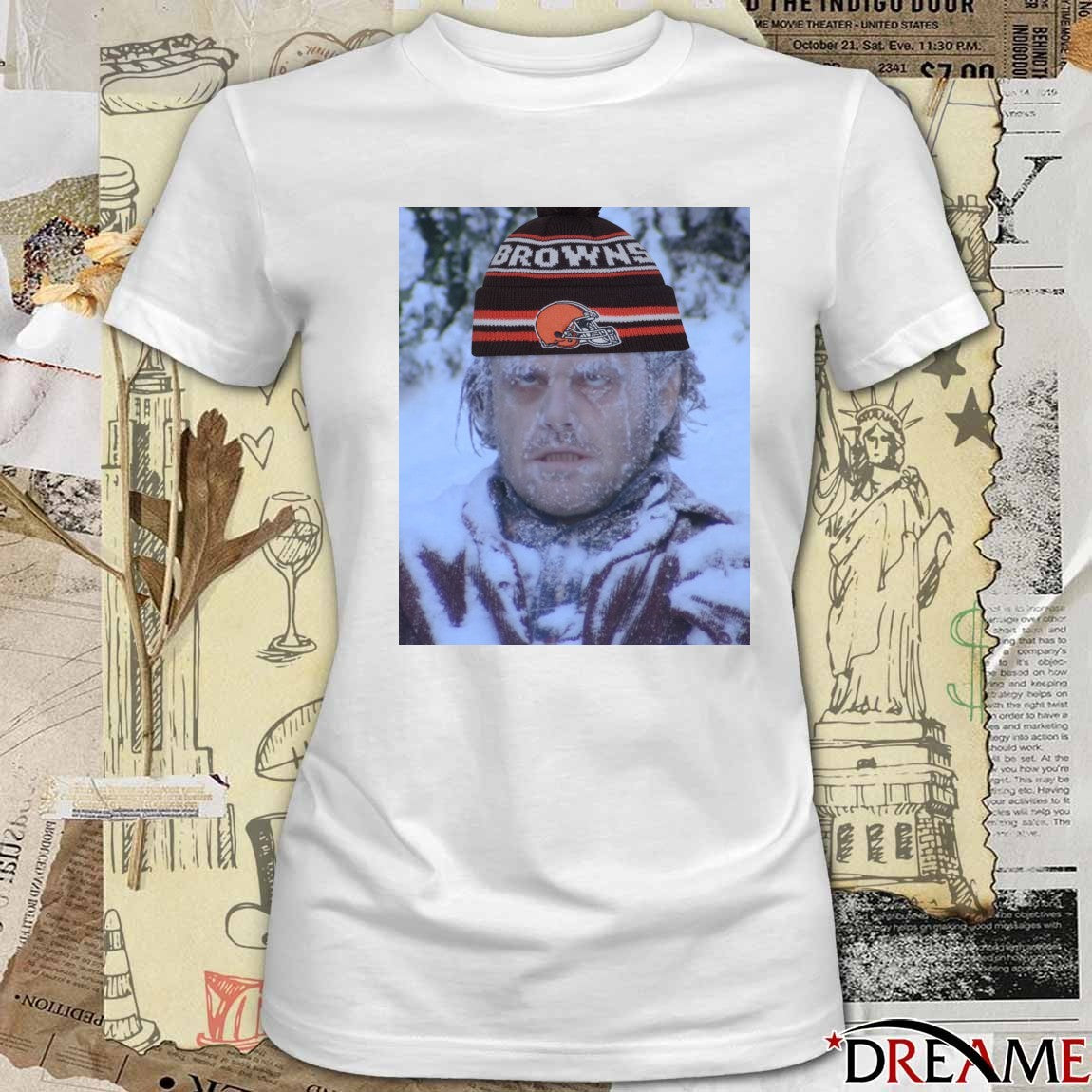 Jack Torrance is waiting for his Cleveland Browns beanie Frozen Meme t-shirt