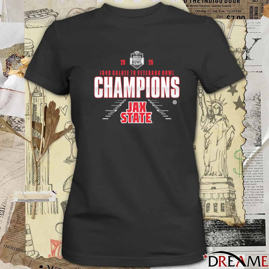 Jacksonville State Gamecocks 2025 IS4S Salute to Veterans Bowl Champions t-shirt