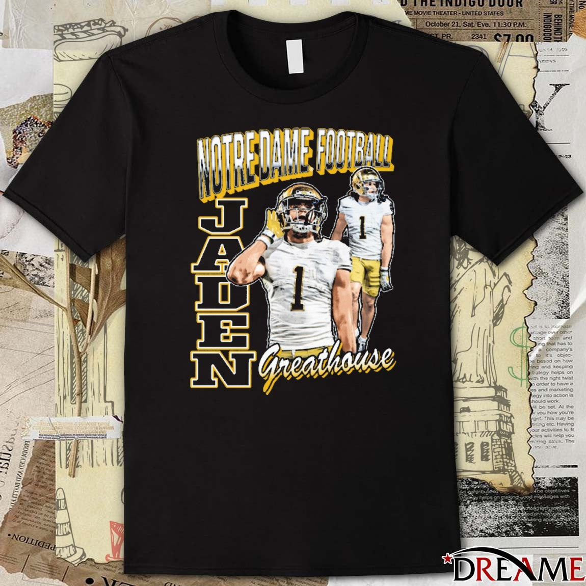 Jaden Greathouse 90s Notre Dame Fighting Irish Football NCAA 2025 t-shirt