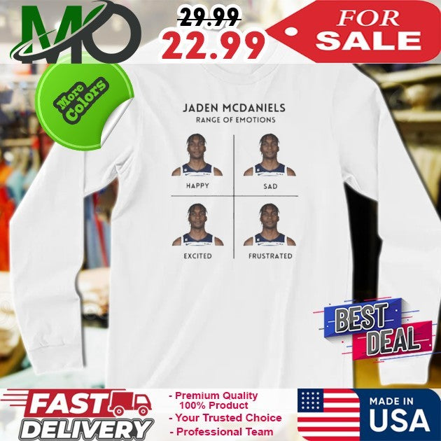 Jaden McDaniels Minnesota Timberwolves Range of Emotions NBA Basketball Fan T-Shirt