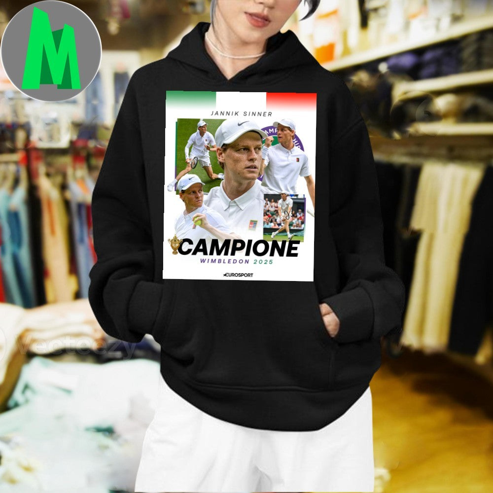 Jannik Sinner Campione Wimbledon 2025 Tennis Player Shirt