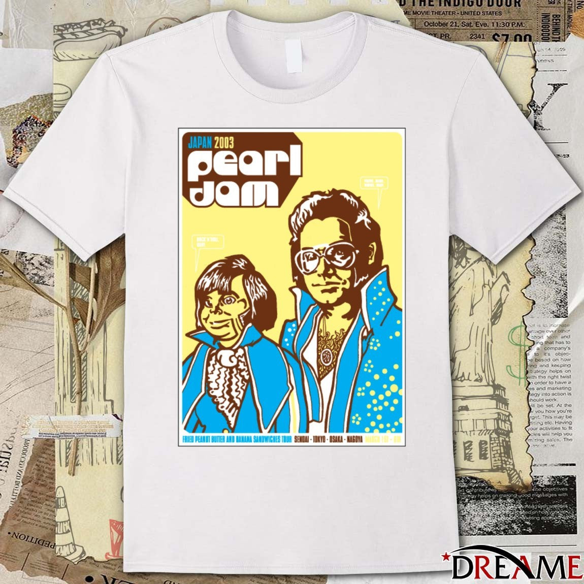 Japan 2003 Pearl Jam Fried Peanut Butter And Banana Sandwiches Tour Poster t-shirt