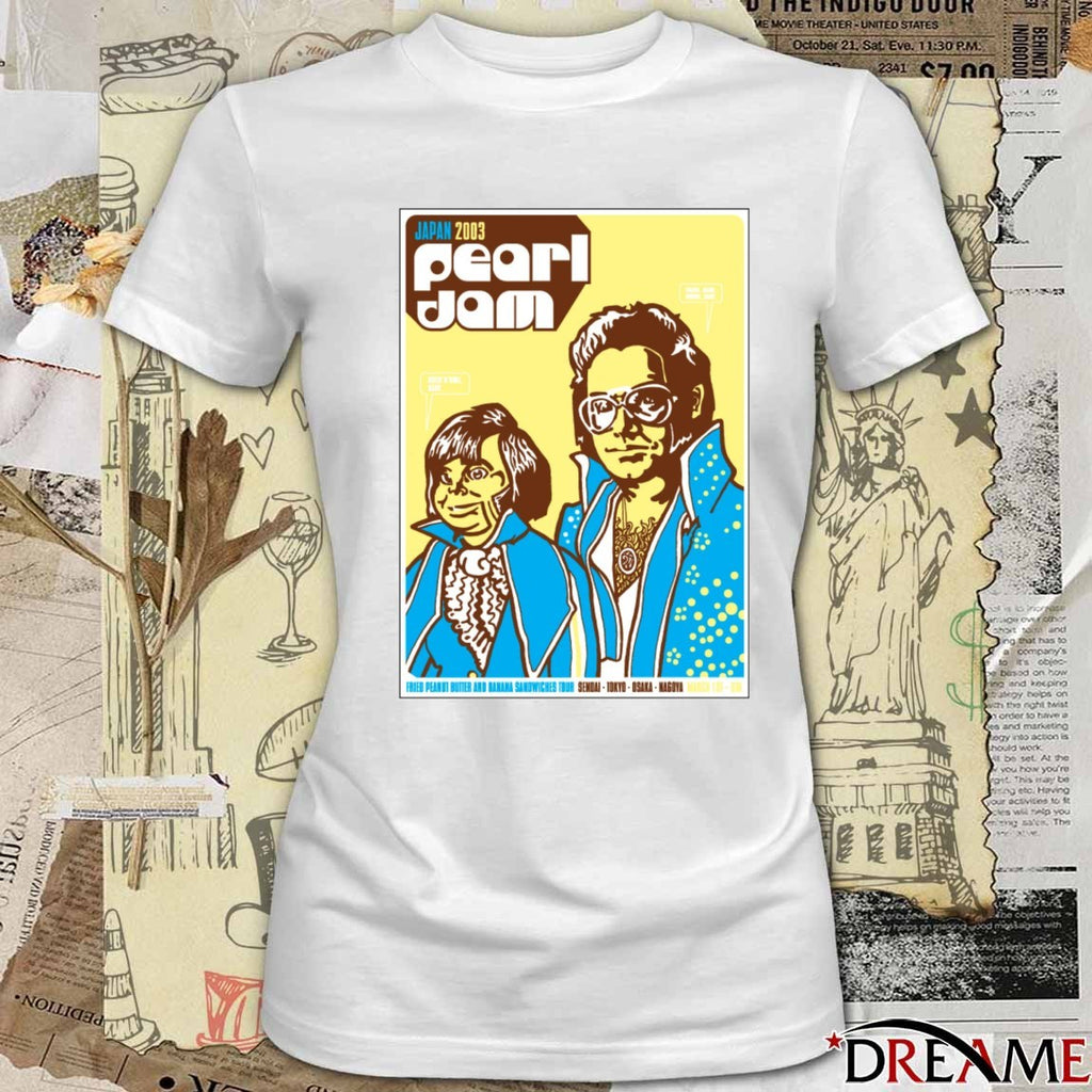 Japan 2003 Pearl Jam Fried Peanut Butter And Banana Sandwiches Tour Poster t-shirt