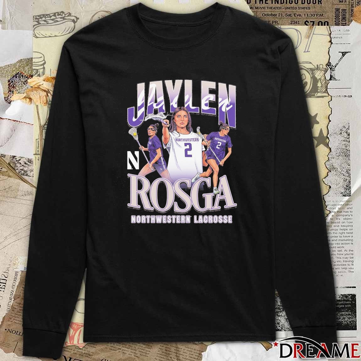 Jaylen Rosga Northwestern Wildcats Lacrosse 90s Graphic t-shirt