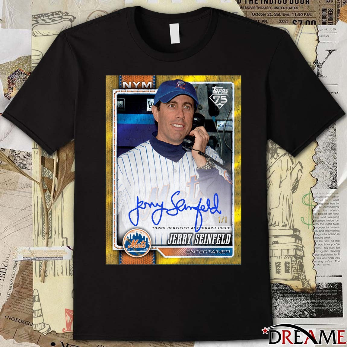 Jerry Seinfeld Entertainer Topps Certified Autograph Issue Signature Poster t-shirt