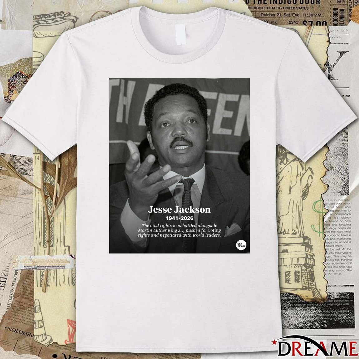 Jesse Jackson 1941-2026 The Civil Rights Icon Battled Alongside Martin Luther King Jr. Pushed For Voting Rights And Negotiated With World Leaders t-shirt