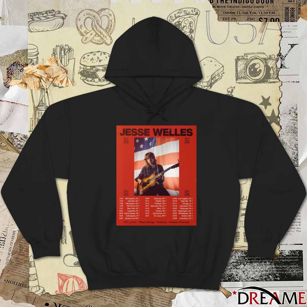 Jesse Welles Red Tour 2026 With Guests Steph Strings Ratboys Hudson Freeman Poster t-shirt