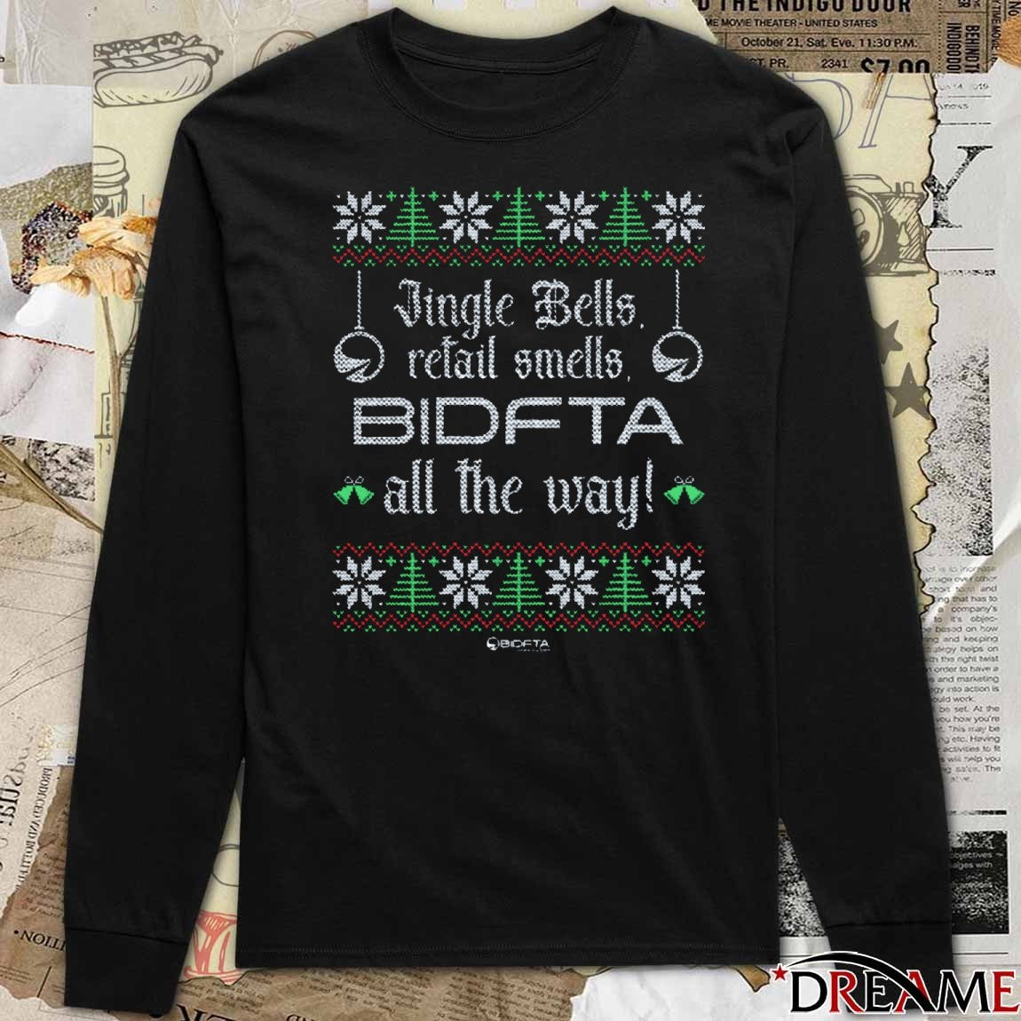 Jingle Bells Retail Smells BidFTA All The Way Holiday Ugly Christmas Sweater 2025 t-shirt