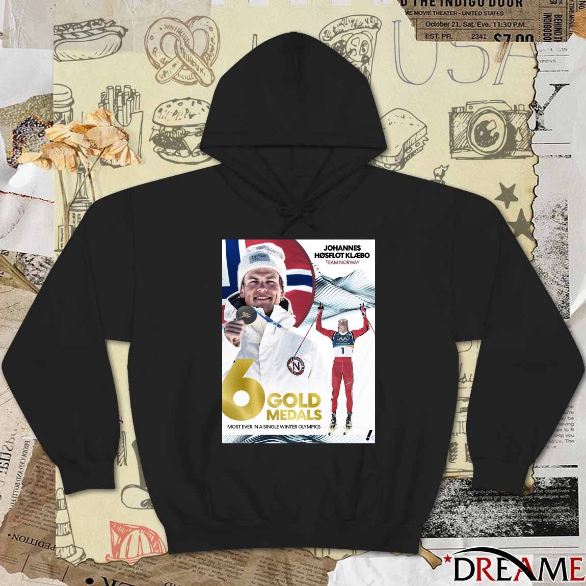 Johannes Høsflot Klæbo Team Norway 6 Gold Medals Most Ever In A Single Winter Olympics Poster t-shirt