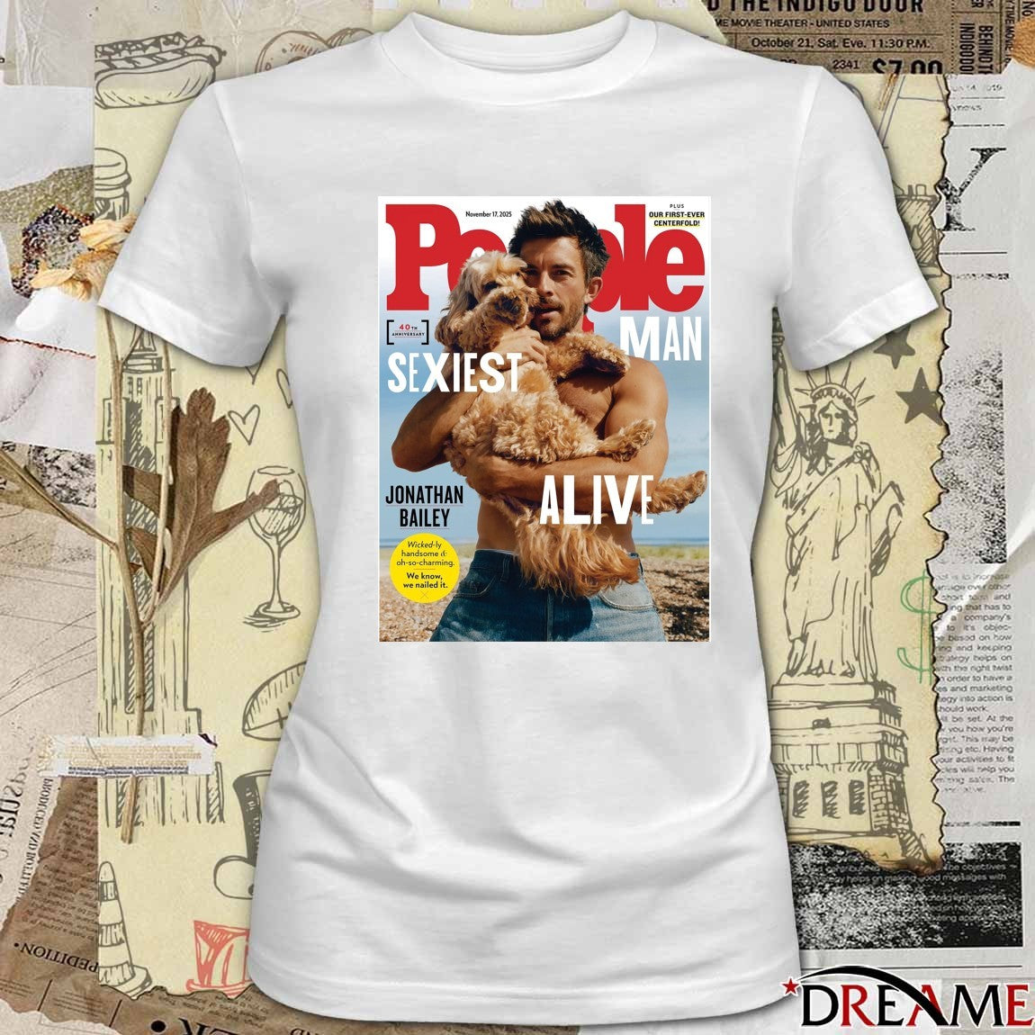 Jonathan Bailey People Magazines November 17 2025 Sexiest Man Alive 40th Anniversary Poster t-shirt