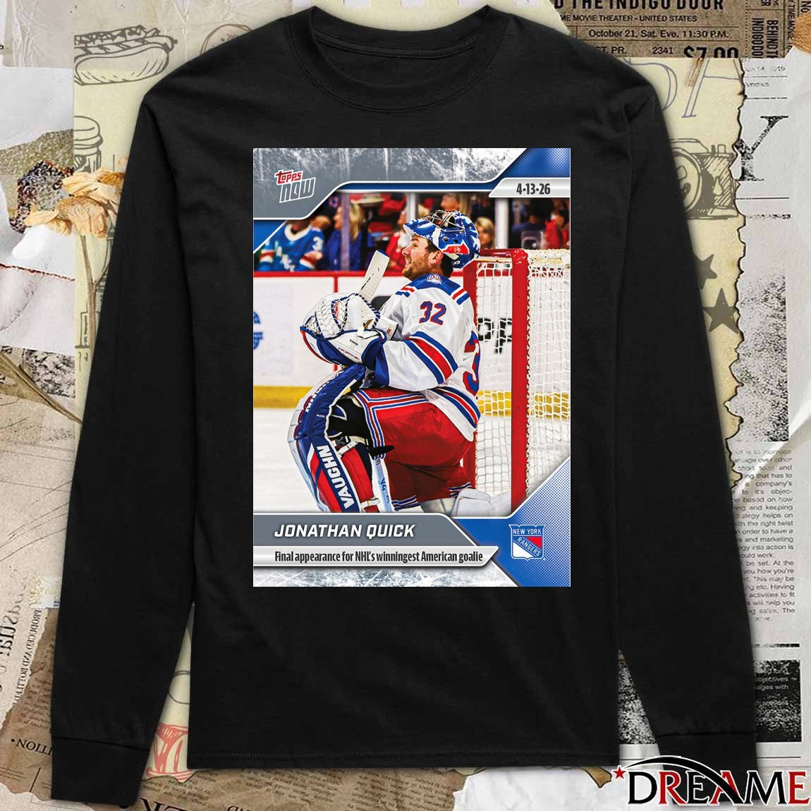 Jonathan Quick Final Appearance For NHL’s Winningest American Goalie 2025-26 NHL Topps NOW t-shirt