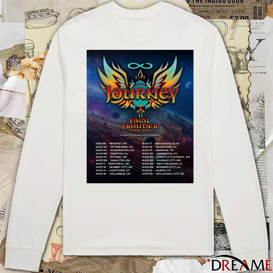 Journey Final Frontier Tour 2026 February 28 – April 03 Poster t-shirt