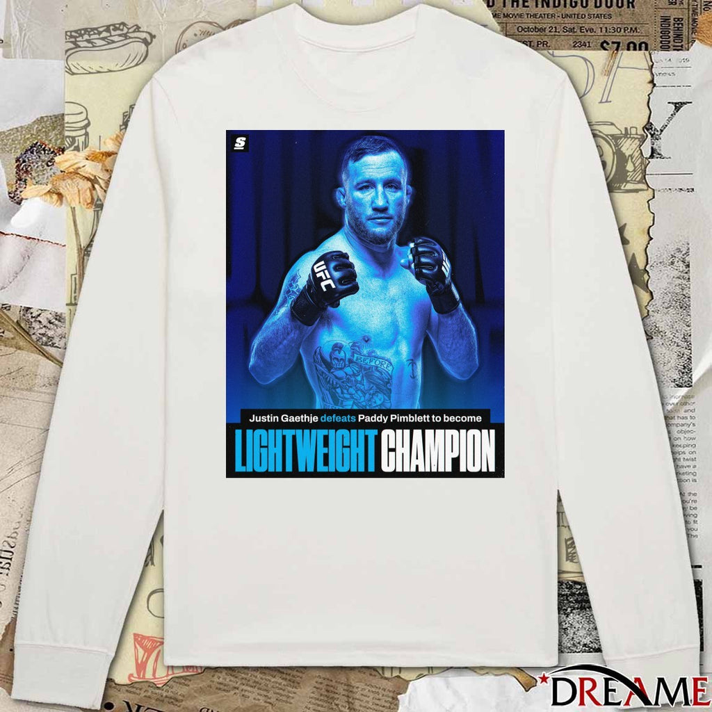 Justin Gaethje Defeats Paddy Pimblett To Become UFC Interim Lightweight Champion Poster t-shirt