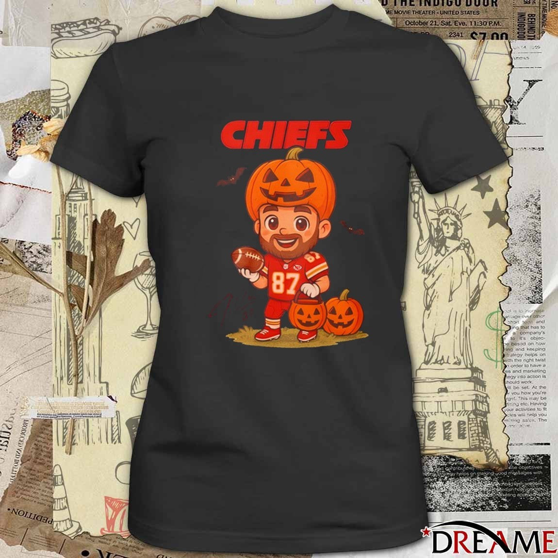 Kansas City Chiefs Travis Kelce Halloween 2025 Cartoon Signature t-shirt