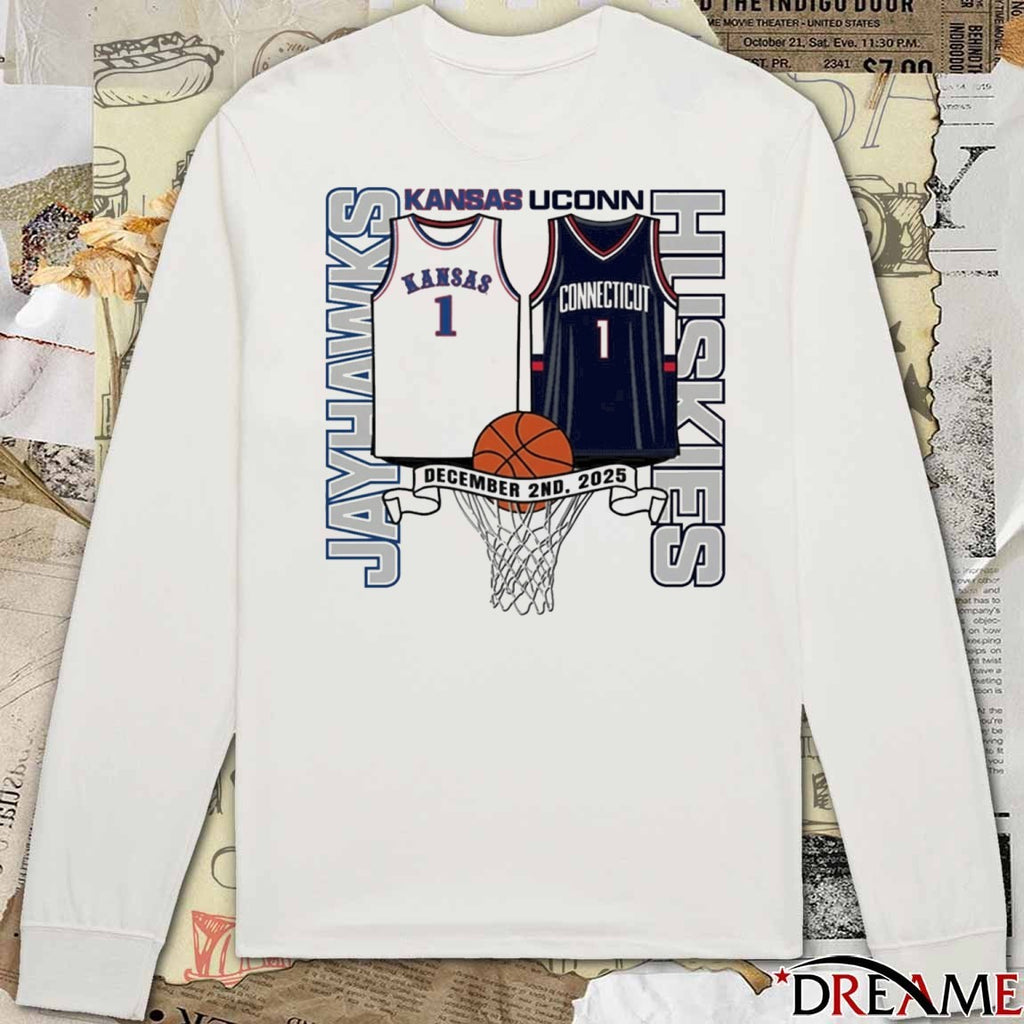 Kansas Jayhawks Basketball vs UConn Huskies Jerseys December 2nd 2025 t-shirt
