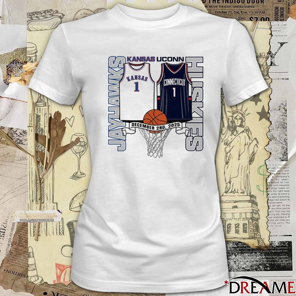 Kansas Jayhawks Basketball vs UConn Huskies Jerseys December 2nd 2025 t-shirt