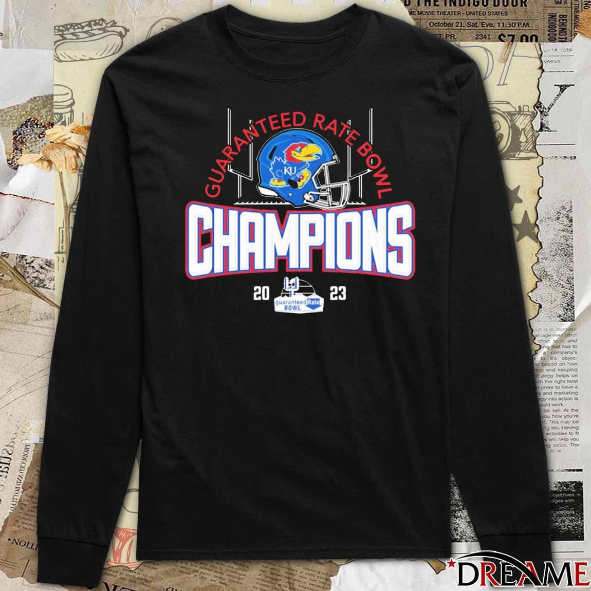 Kansas Jayhawks Blue 2023 Guarantee Bowl Champions Helmet Football t-shirt