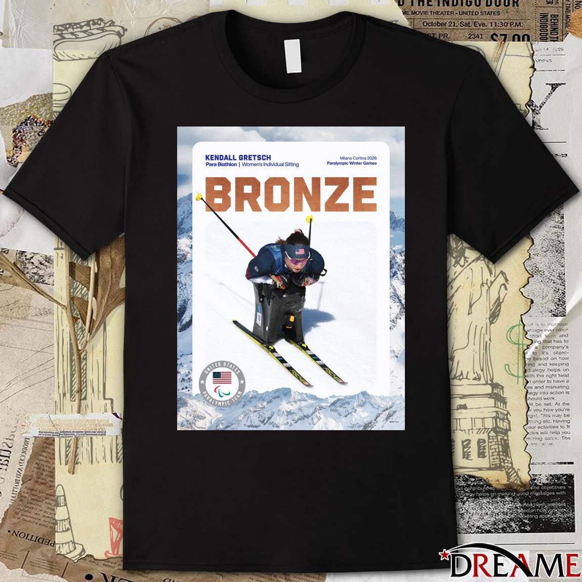 Kendall Gretsch Para Biathlon Women’s Individual Sitting Paralympic Winter Games Bronze Medal Poster t-shirt