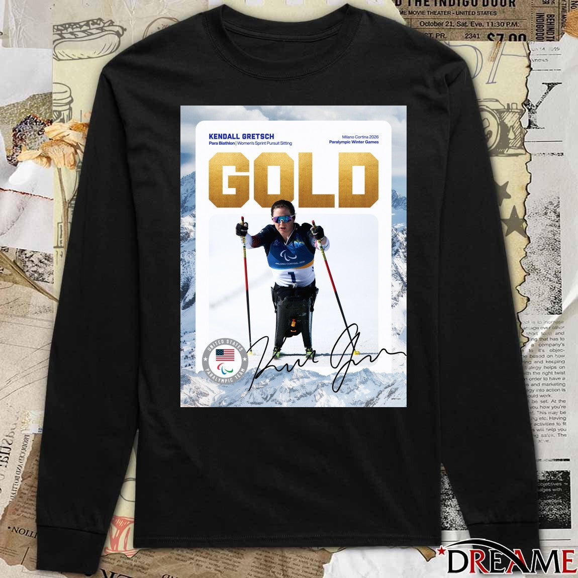 Kendall Gretsch Para Biathlon Women’s Sprint Pursuit Sitting Gold Medal Signature Poster t-shirt