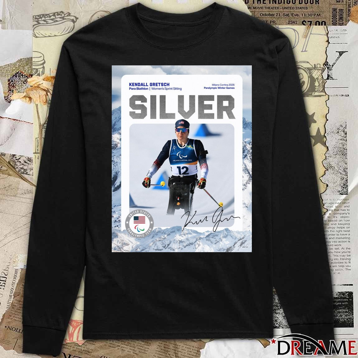 Kendall Gretsch Para Biathlon Women’s Sprint Sitting Milano Cortina 2026 Silver Medal Signature Poster t-shirt