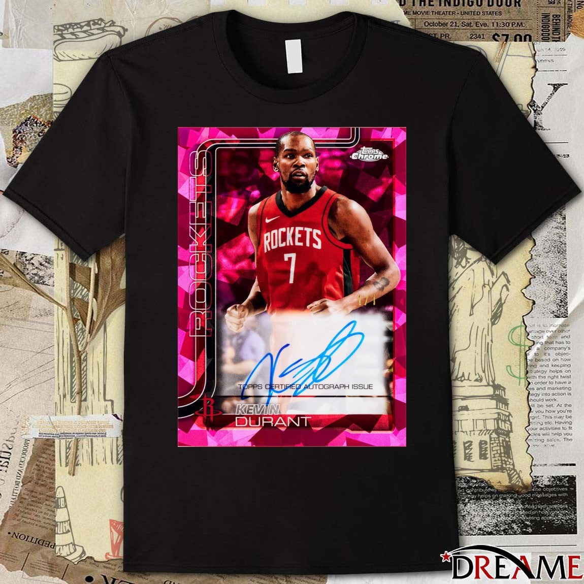 Kevin Durant Rockets Topps Certified Autograph Issue 2026 Series 1 Signature Card t-shirt