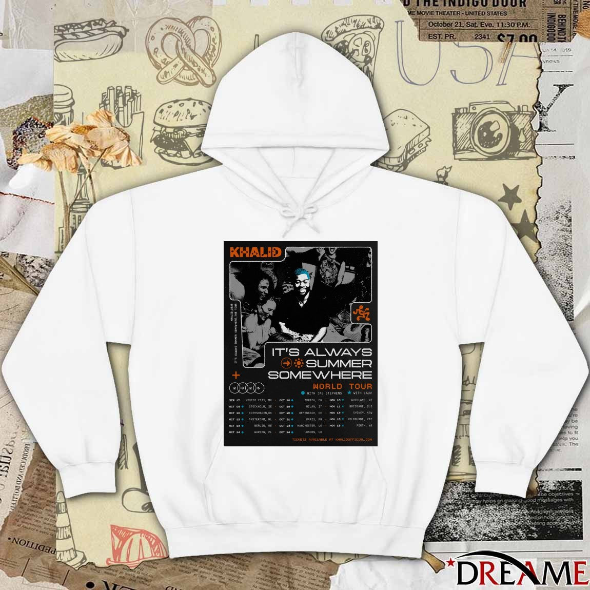 Khalid’s It’s Always Summer Somewhere World Tour in 2026 Dates Poster t-shirt