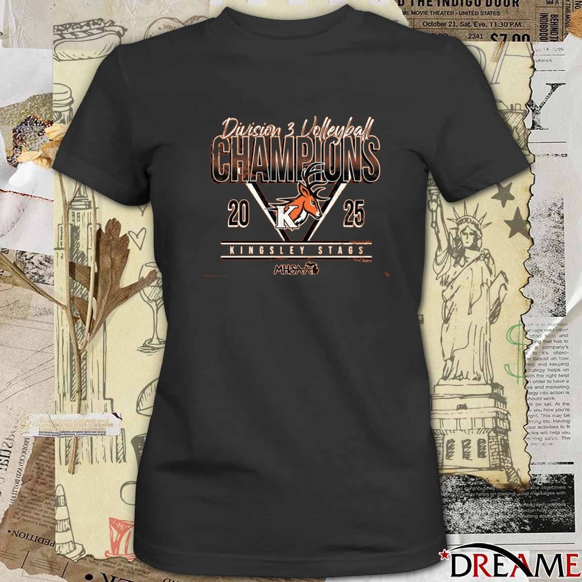 Kingsley Stags 2025 MHSAA Division 3 Volleyball Champions t-shirt