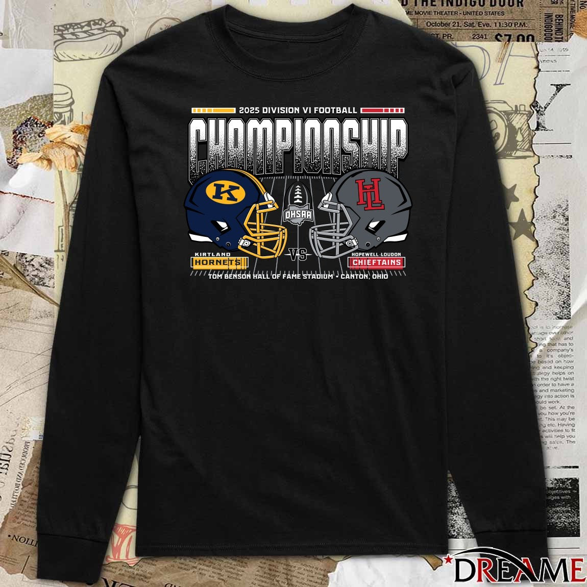Kirtland Hornets Vs Hopewell Loudon Chieftains 2025 OHSAA Football Division 6 H2H State Championship t-shirt