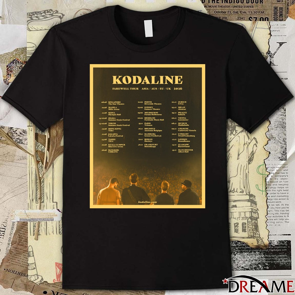 Kodaline Farewell Tour Scheduled For 2026 Asia Australia Europe and UK Poster t-shirt