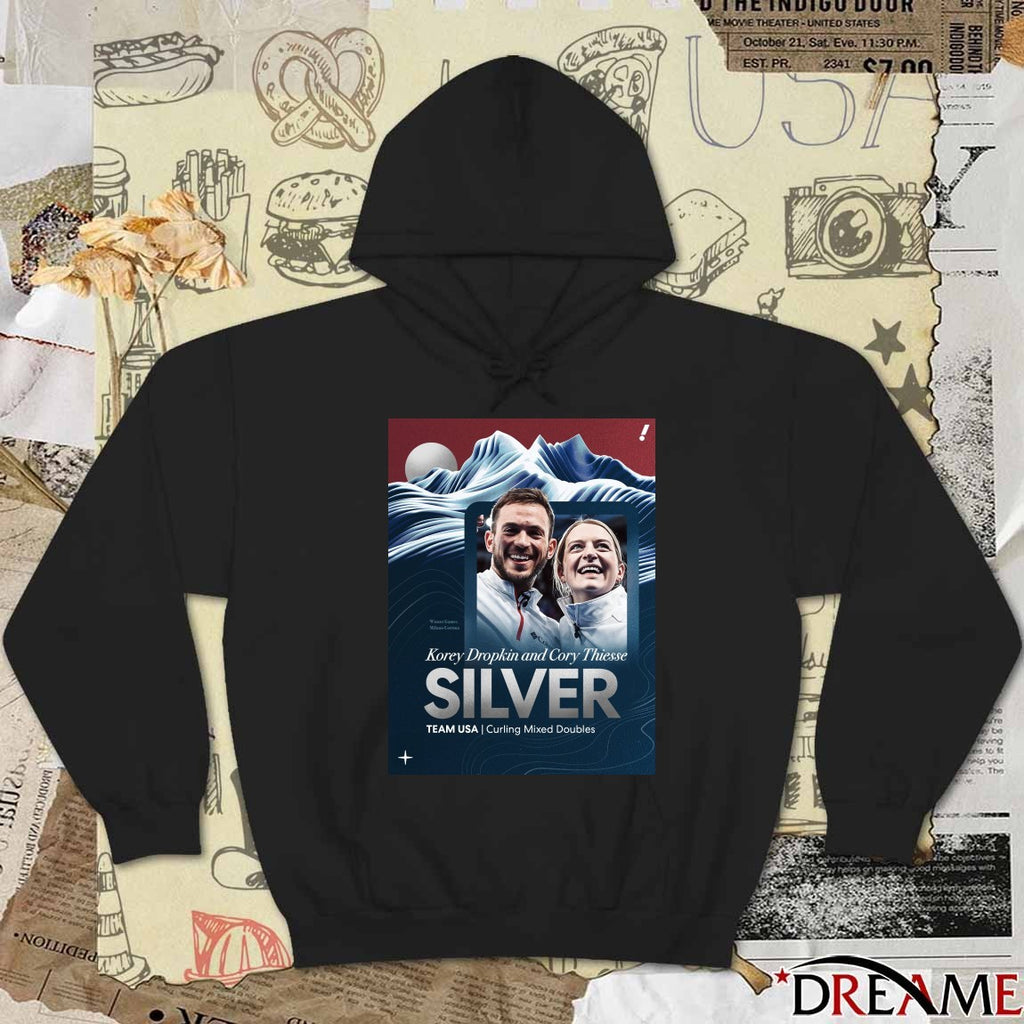 Korey Dropkin And Cory Thiesse Silver Team USA Curling Mixed Doubles Poster t-shirt