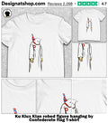 Ku Klux Klan robed figure hanging by Confederate flag shirt