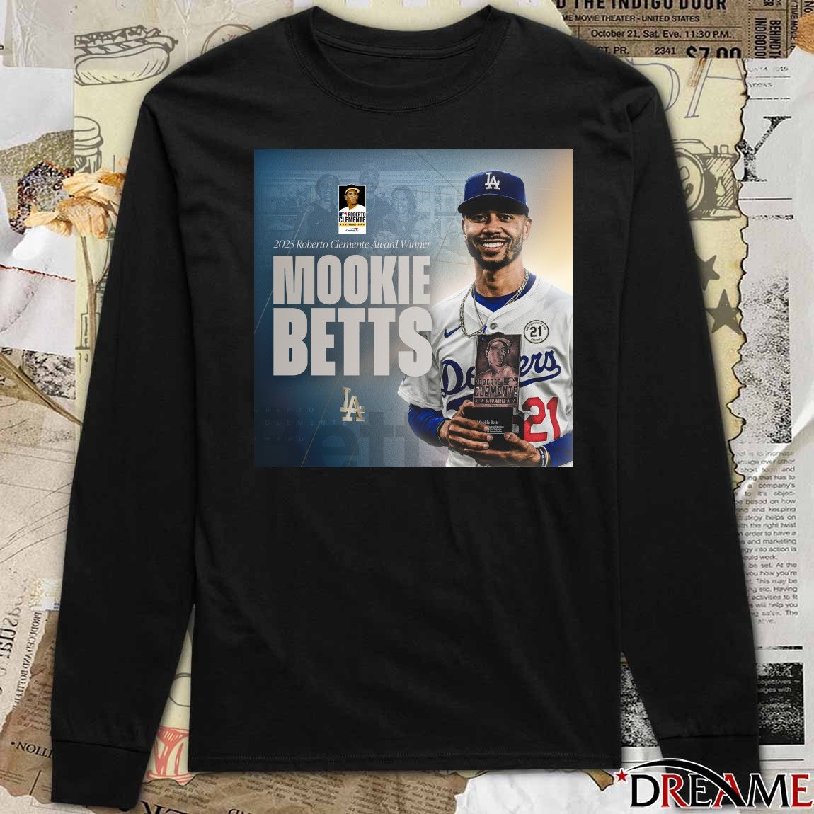 LA Dodgers Congratulations Mookie Betts 2025 Roberto Clemente Award Winner Poster t-shirt