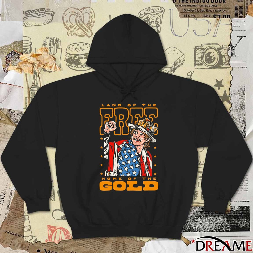 Land Of The Free Home Of The Gold Jack Hughes USA Olympic Hockey 2026 t-shirt
