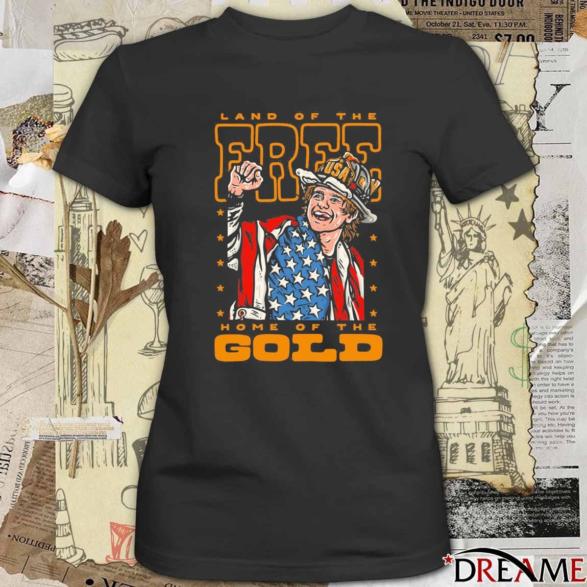 Land Of The Free Home Of The Gold Jack Hughes USA Olympic Hockey 2026 t-shirt