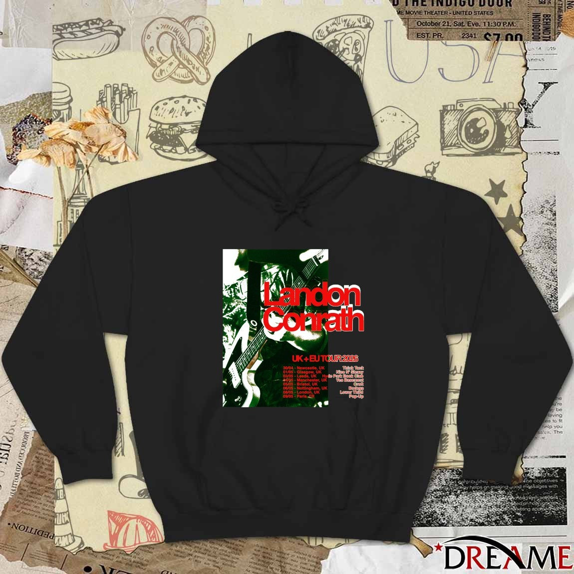 Landon Conrath Poster United Kingdom And Europe Tour 2026 Dates Greed t-shirt