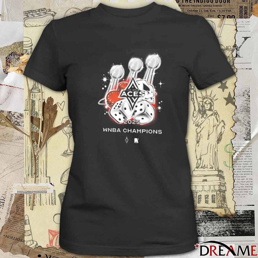 Las Vegas Aces Basketball 2025 Three-Time WNBA Champions Fanart t-shirt